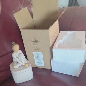 Willow Tree Seated Figure on Box - Cream and Tan